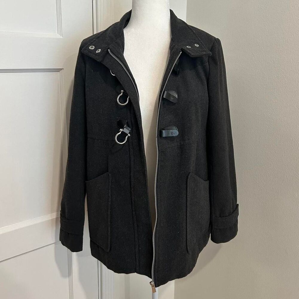 Charlotte Russe High Neck Collar Lobster Clip Closure Gray Jacket Coat S
